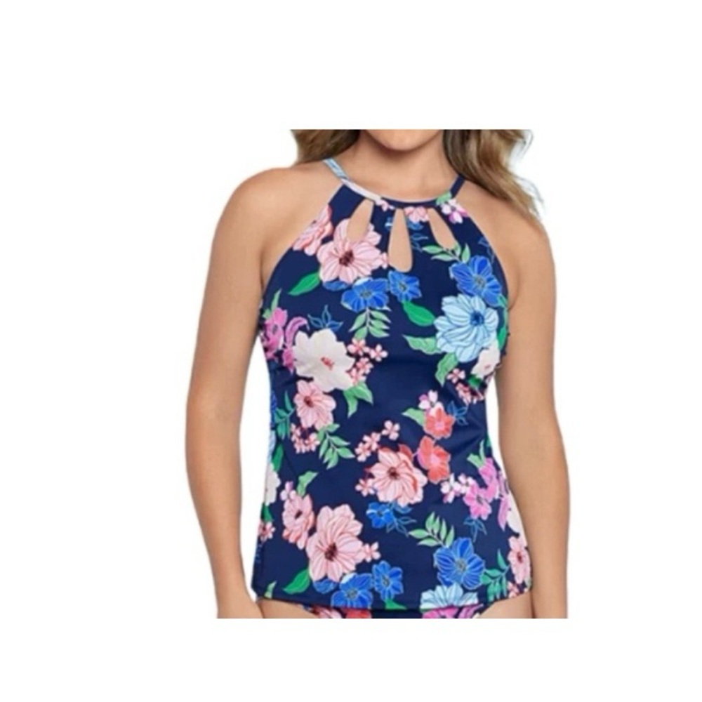 Liz Claiborne Floral Cut Out‎ Tankini Top NWT